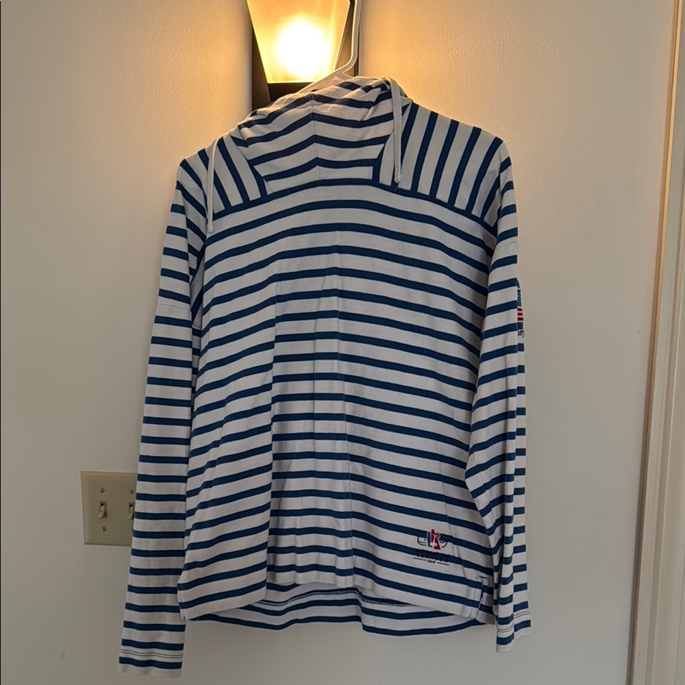 Blue and White Striped Hoodie